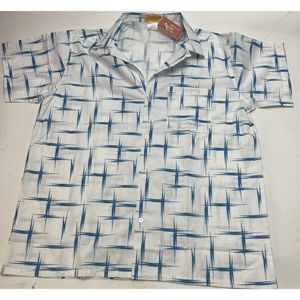 Bernie Dexter White Blue Hawaiian Button Shirt Mens Size 1XL